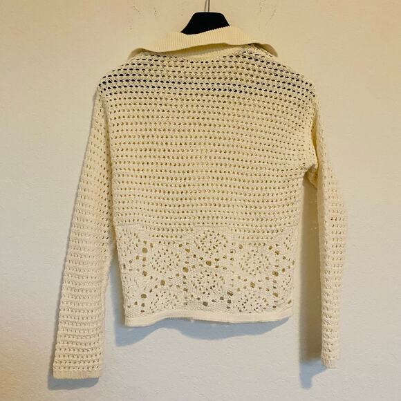 Madewell Crochet Polo Sweater Bright Ivory White XXS NWT - Picture 4 of 7